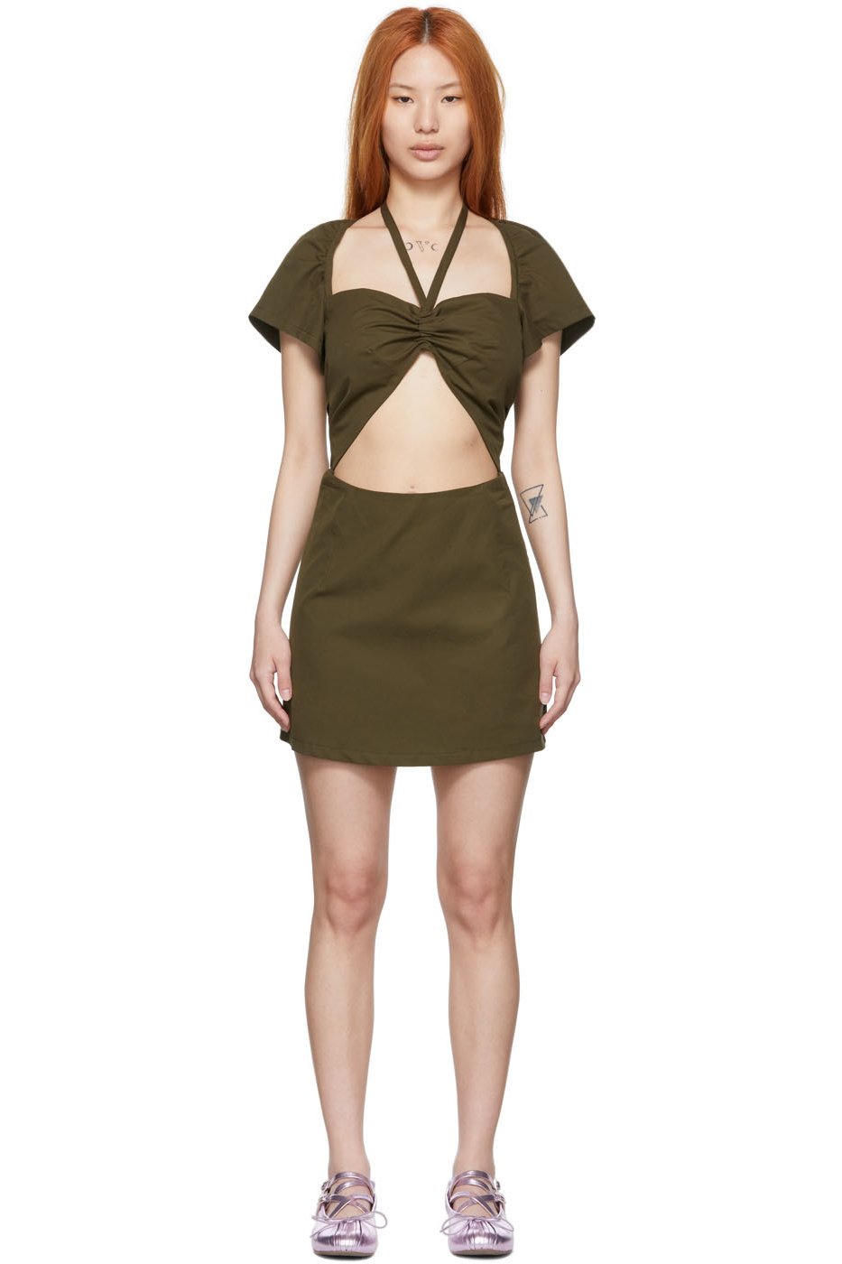 Rose Murdoch - Robe courte Sasha kaki