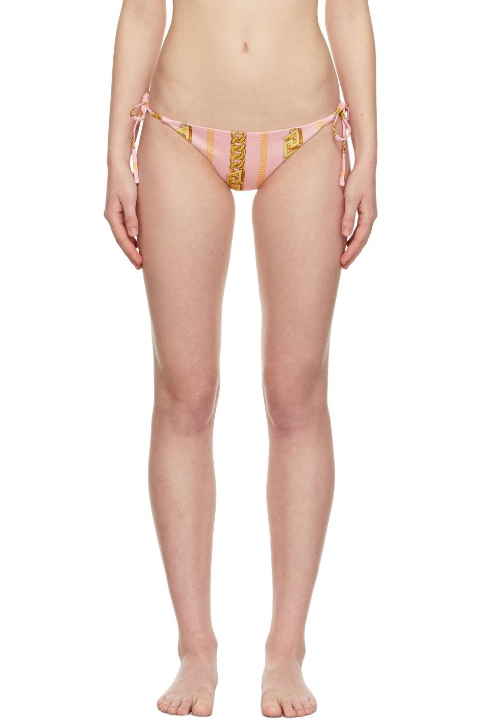 Versace Underwear - Culotte de bikini rose à rayures graphiques
