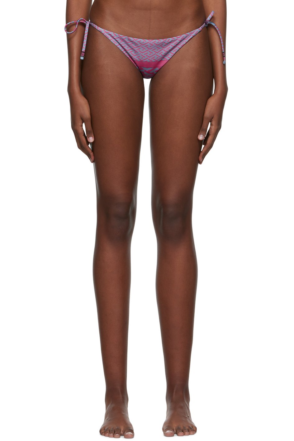 Versace Underwear - Culotte de bikini mauve à motif à clé grecque