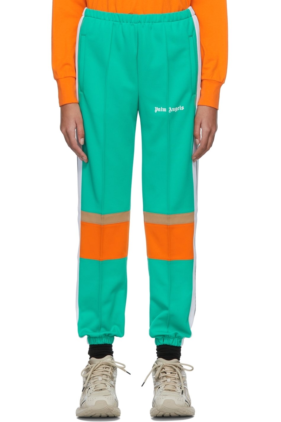 Palm Angels - Pantalon de survêtement vert et orange