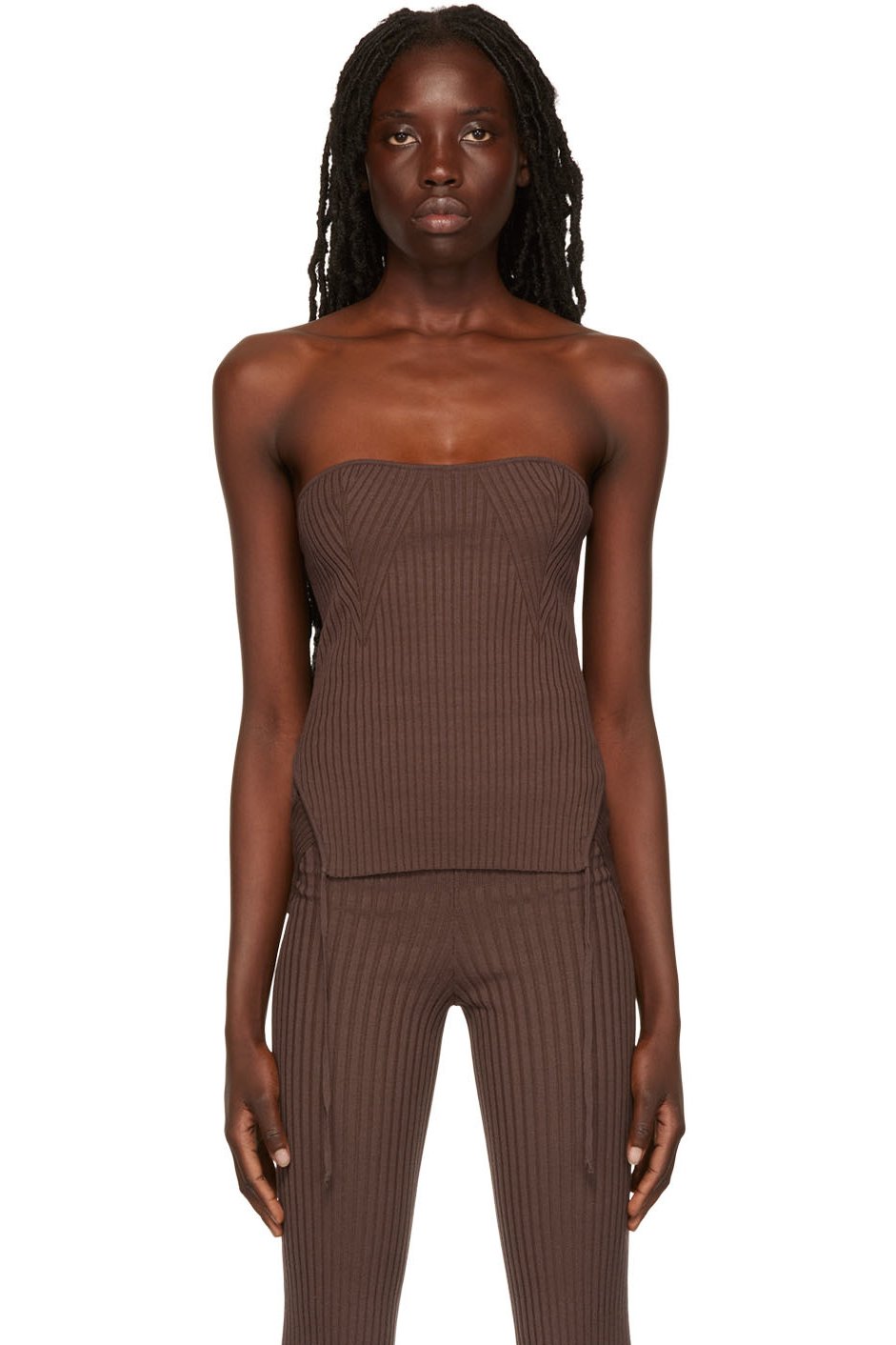 ANDREADĀMO - Camisole côtelée brune