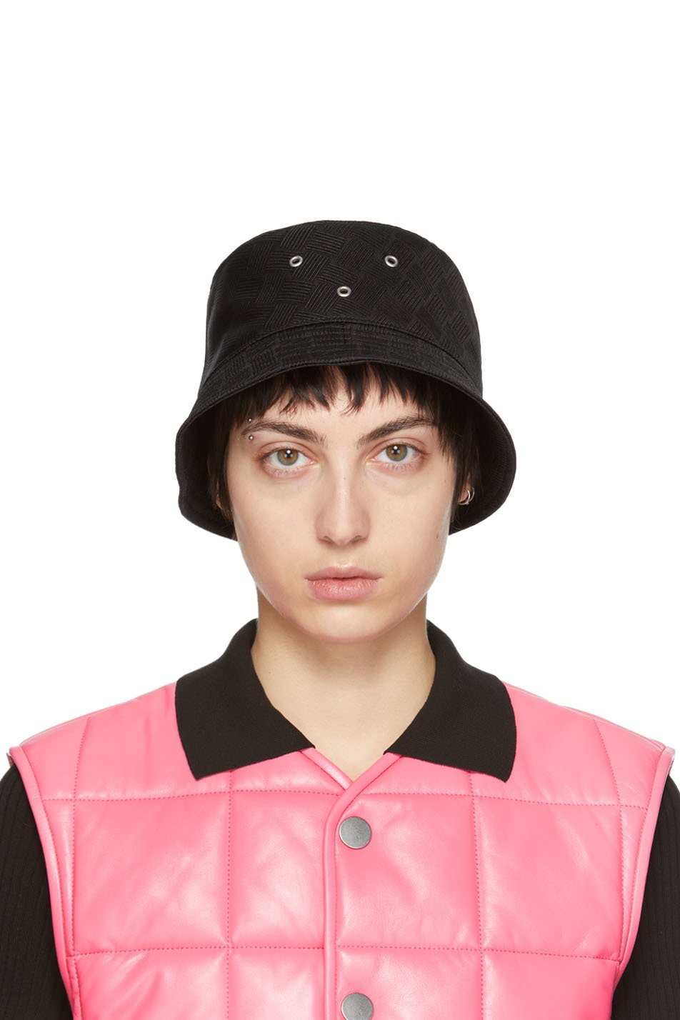 Bottega Veneta - Black Intreccio Jacquard Bucket Hat