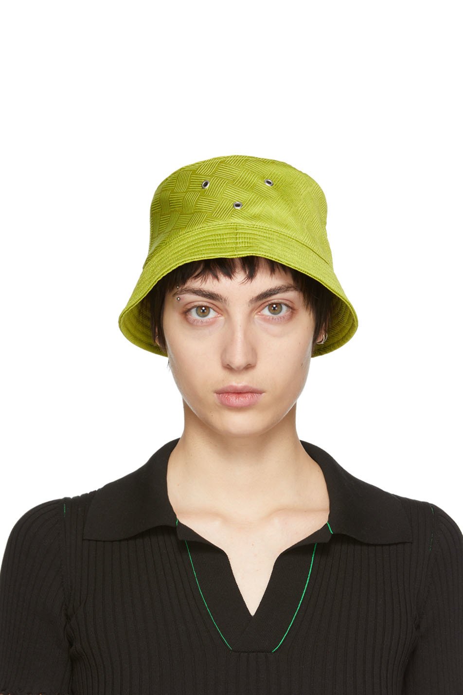Bottega Veneta - Chapeau jaune à motif graphique