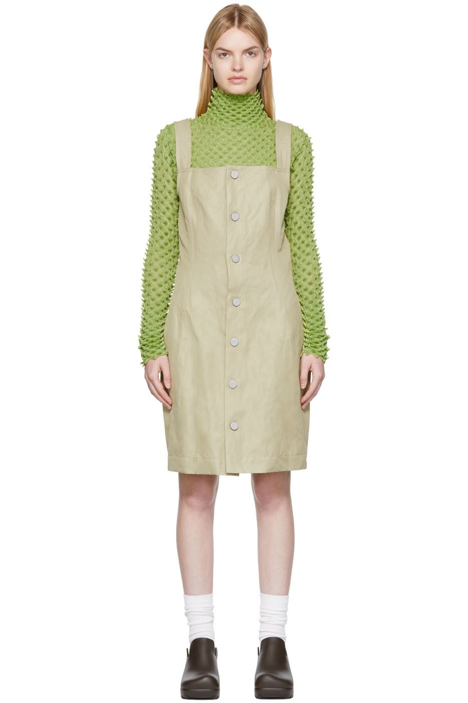 Bottega Veneta - Robe courte verte en coton