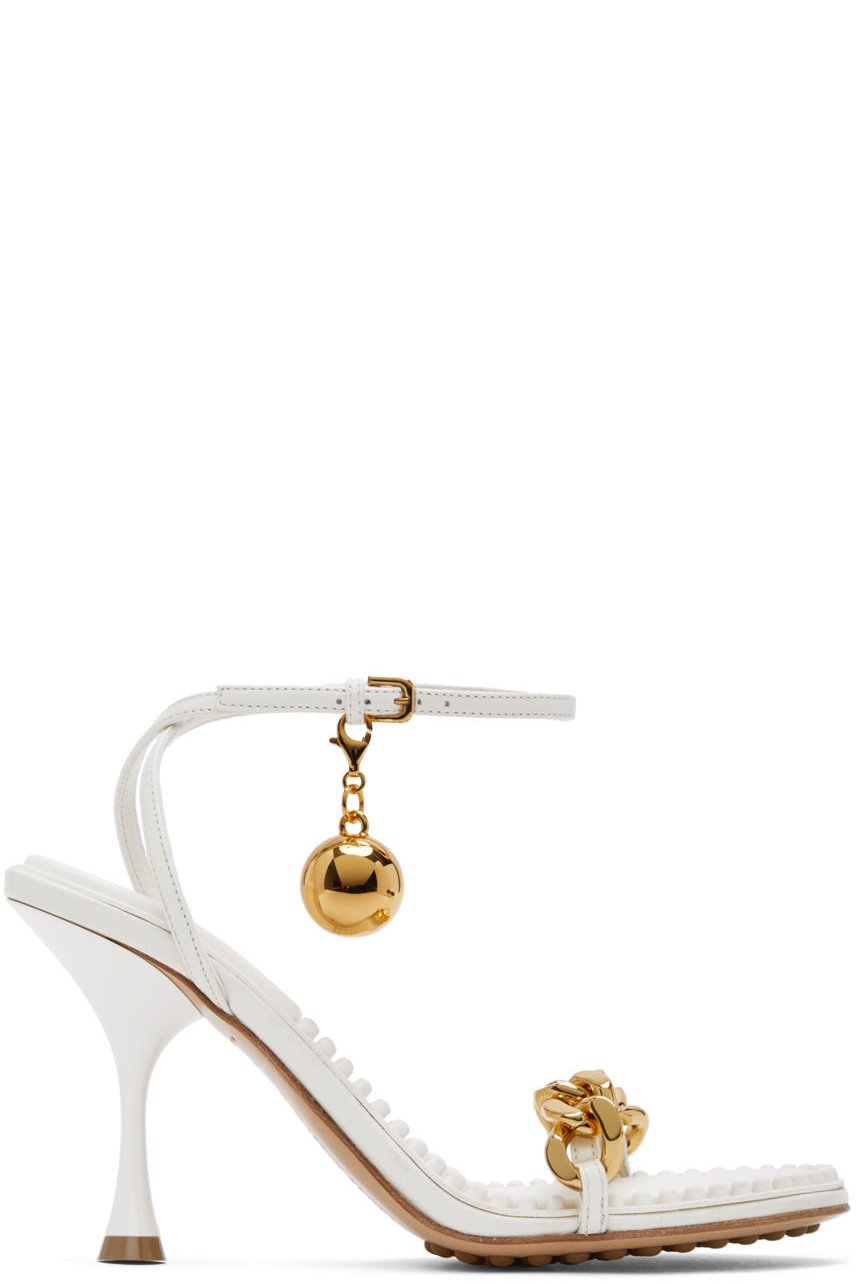 Bottega Veneta - Sandales à talon haut Dot blanc cassé
