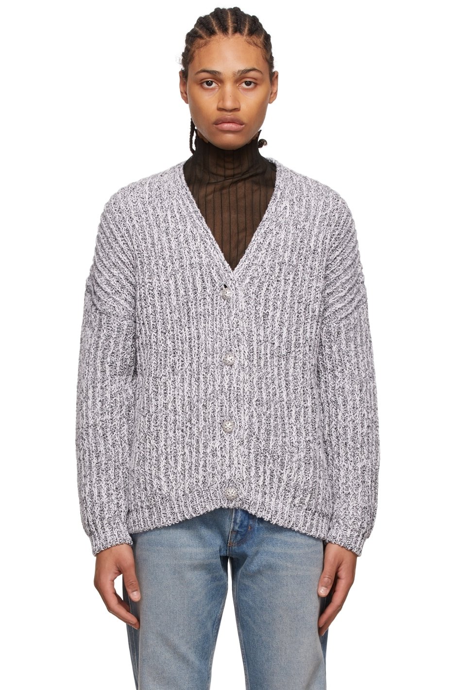 GAUCHERE - Cardigan noir et blanc en coton