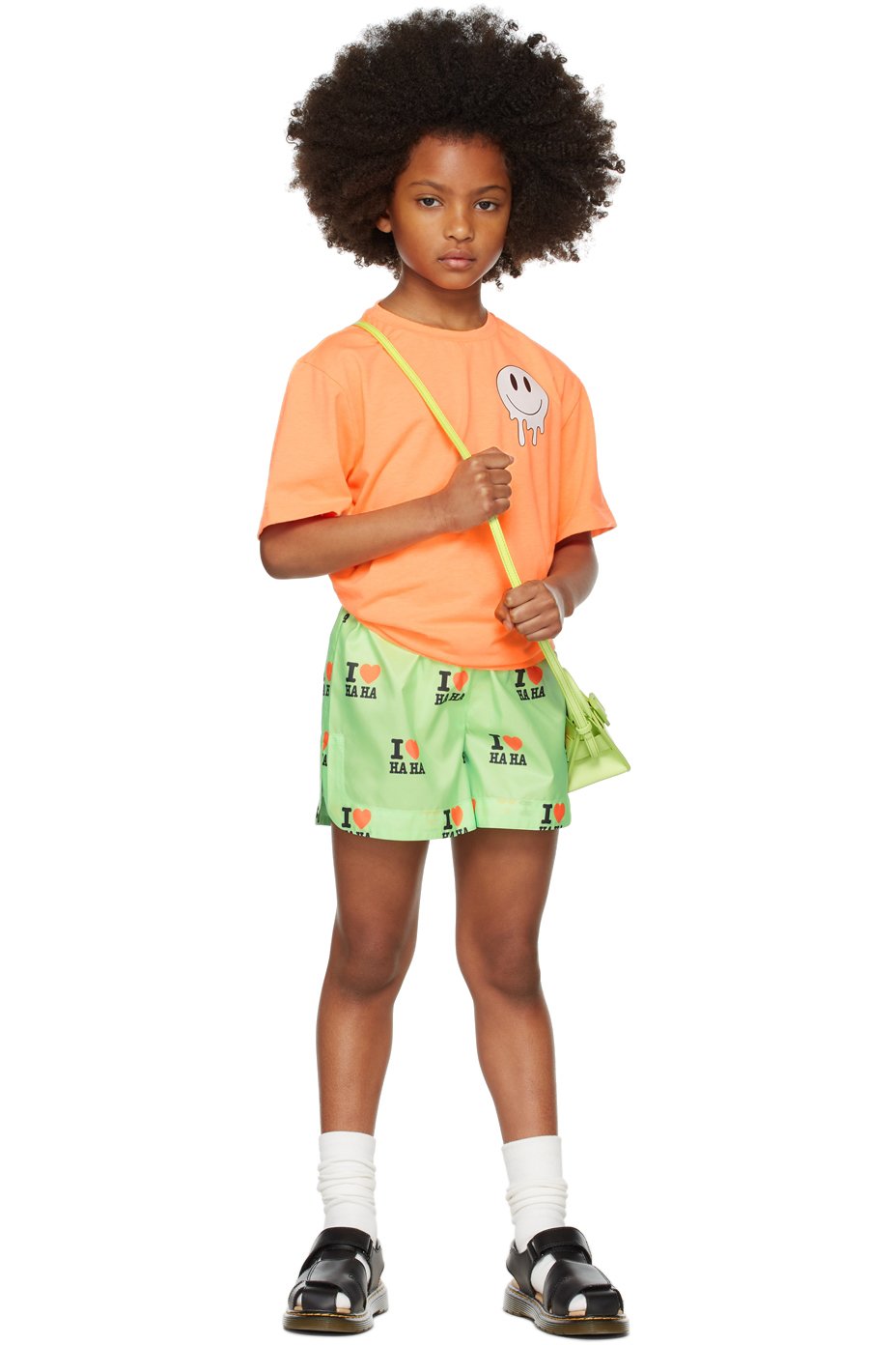 CRLNBSMNS - Kids Green 'I Love Haha' Shorts