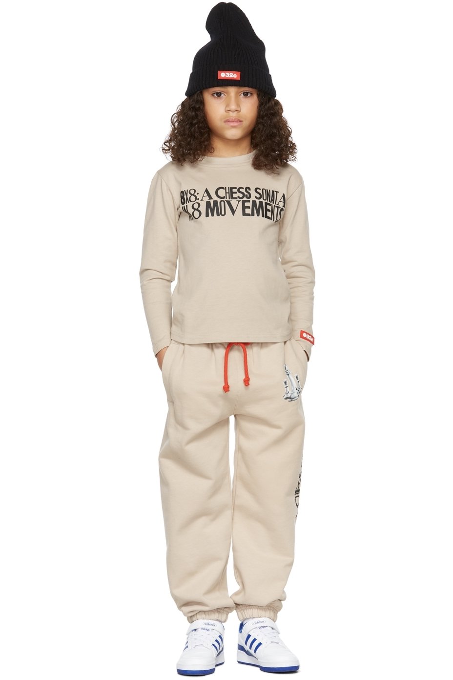 032c - SSENSE Exclusive Kids Beige Chess Long Sleeve T-Shirt