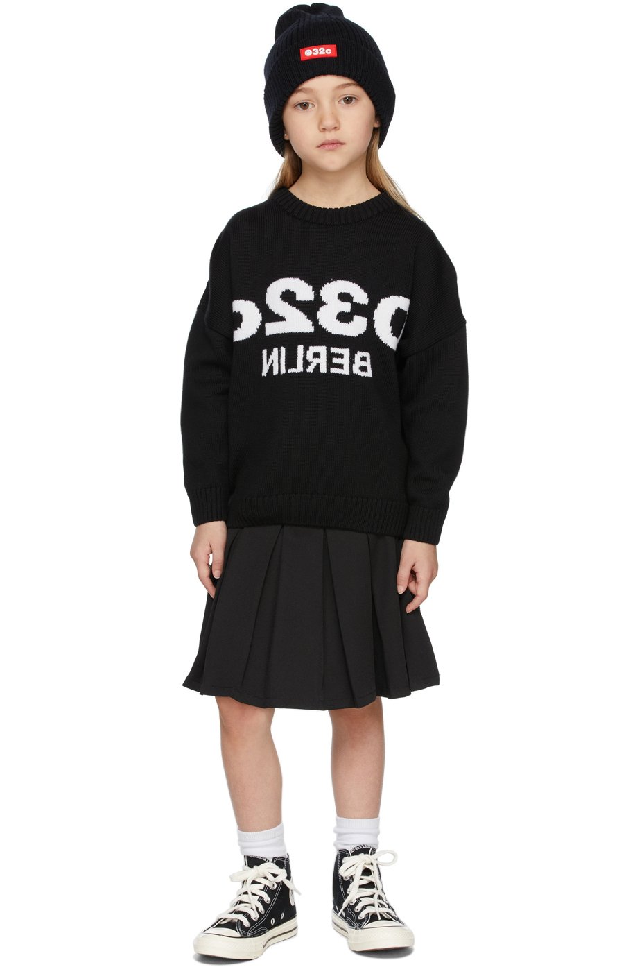 032c - SSENSE Exclusive Kids Black Selfie Sweater