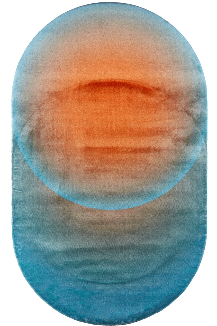 POLSPOTTEN - Blue & Red Oval Optical Rug