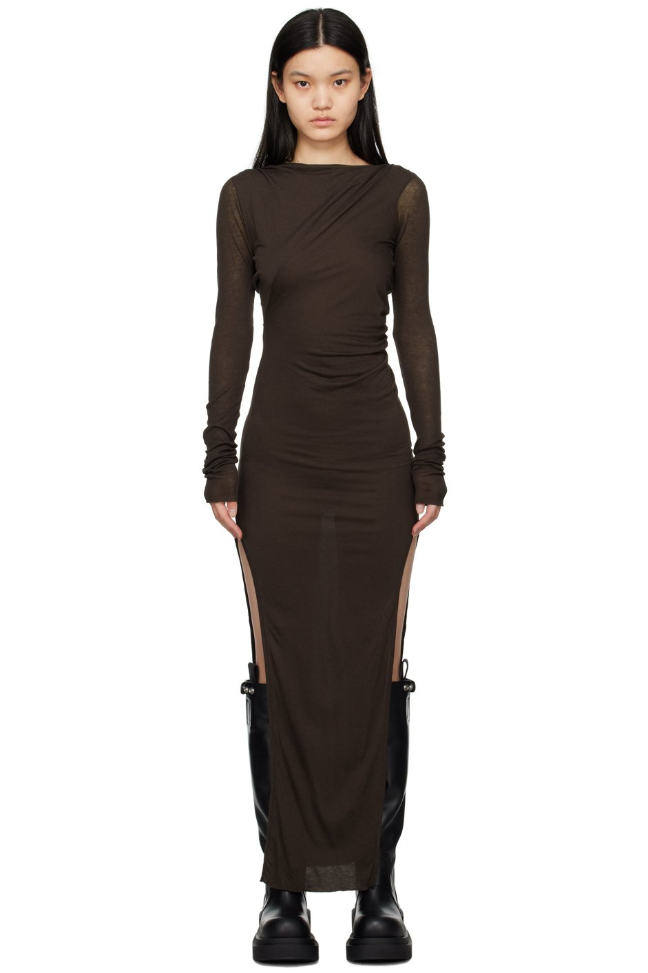Rick Owens Lilies - Robe longue Jade brune