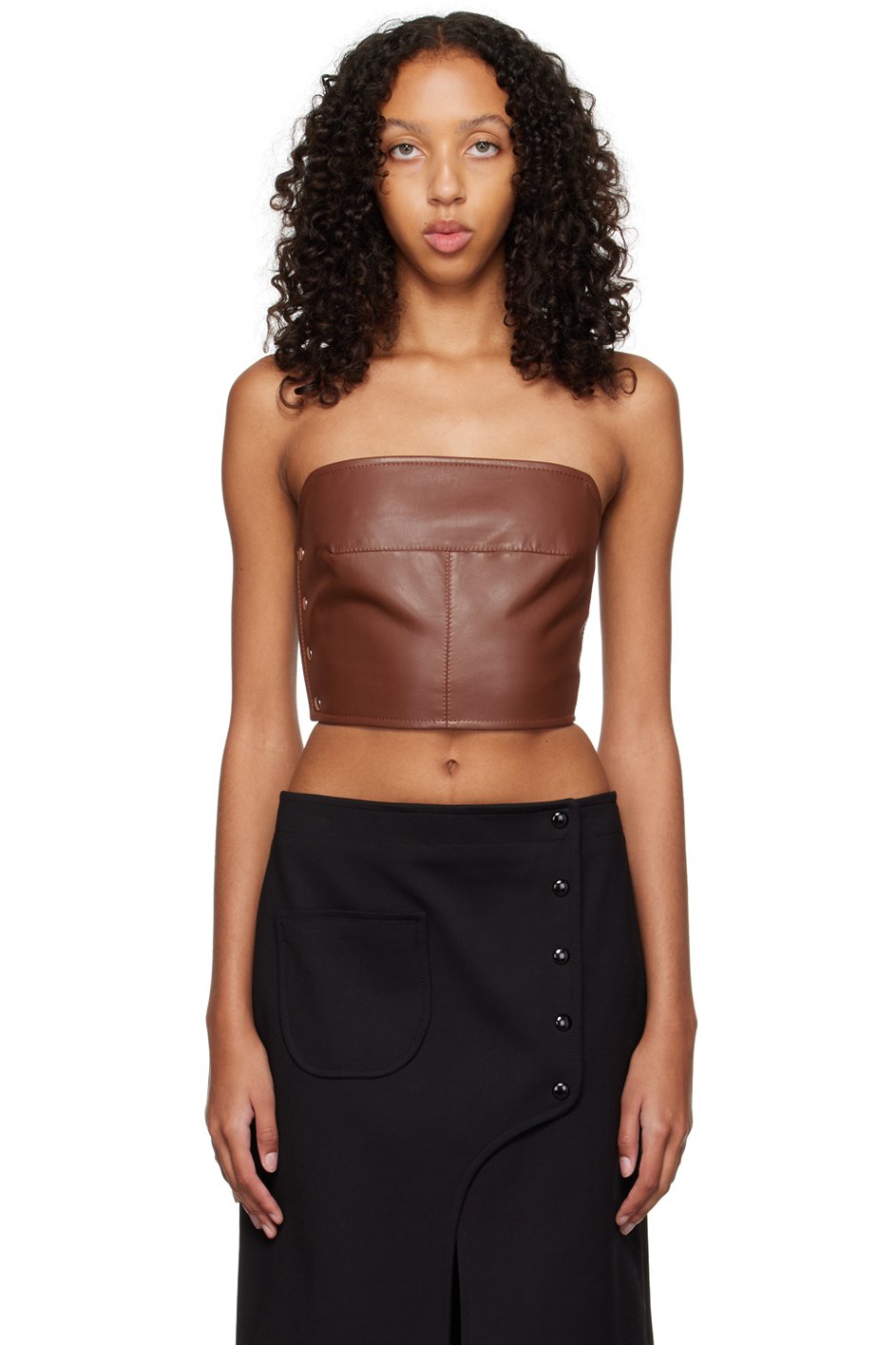Aleksandre Akhalkatsishvili - Débardeur de style corset brun à boutons