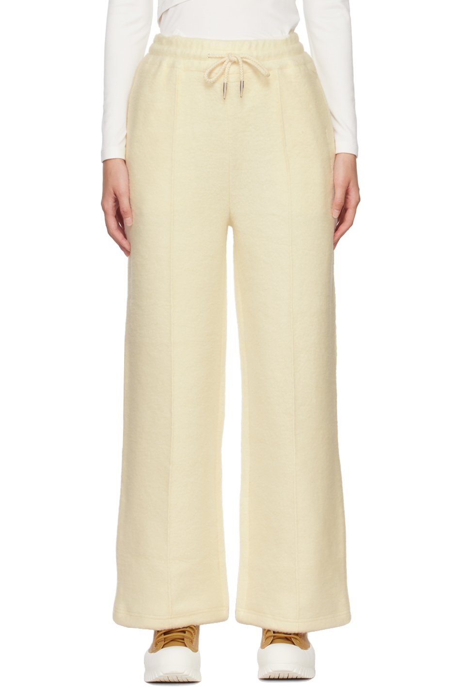 Feng Chen Wang - Pantalon de détente blanc cassé à cordon coulissant