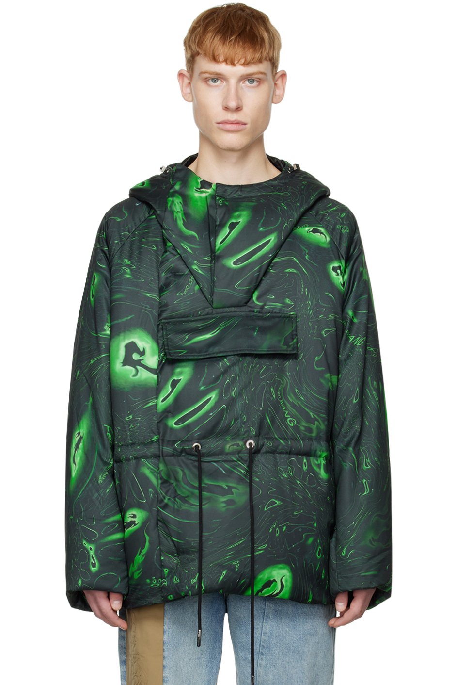 Feng Chen Wang - Black Graphic Down Jacket
