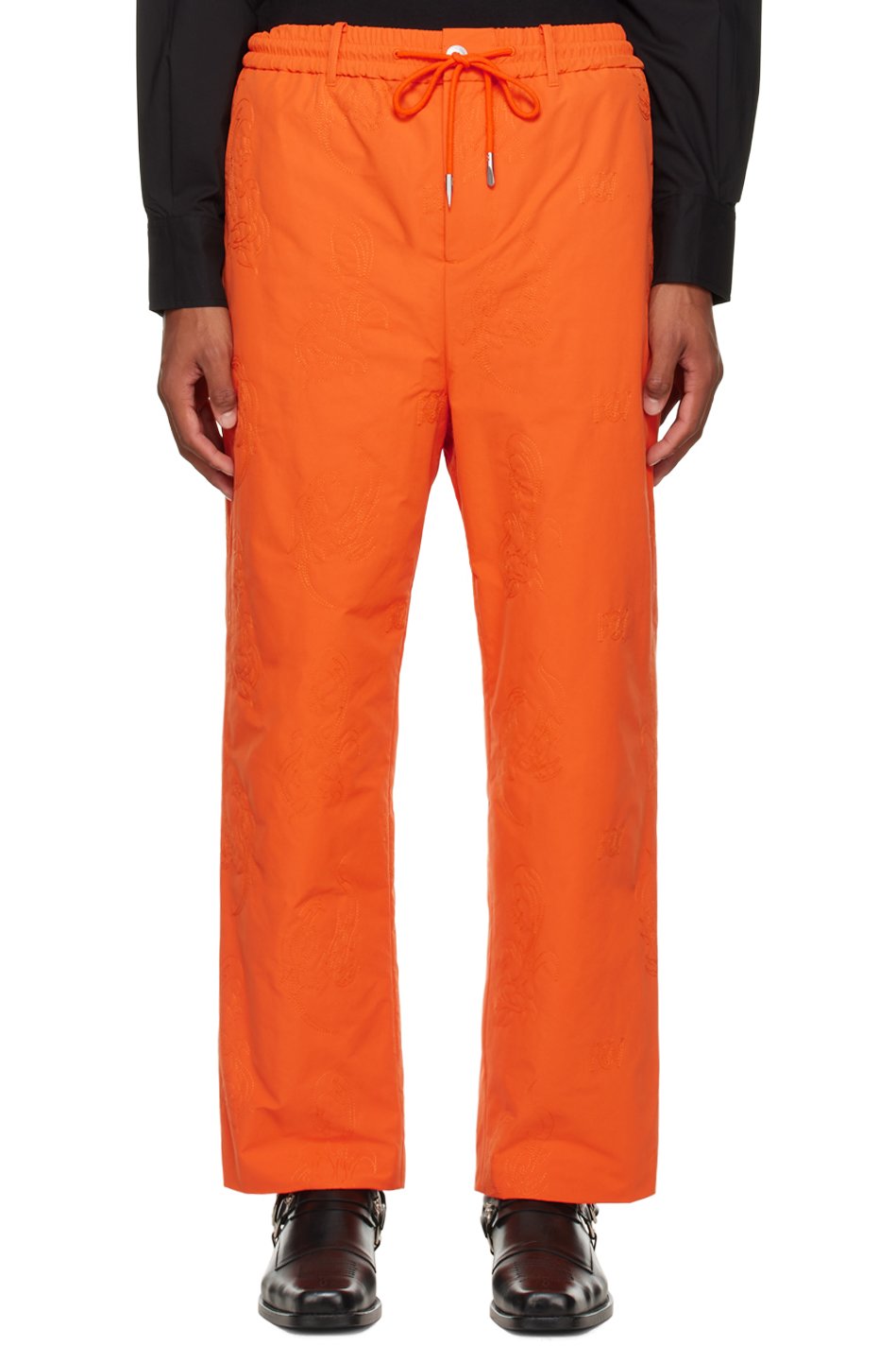 Feng Chen Wang - Orange Phoenix Embroidered Trousers