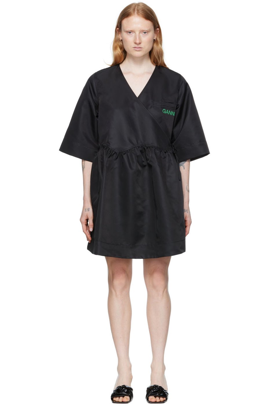 GANNI - SSENSE Exclusive Black Recycled Nylon Sport Dress