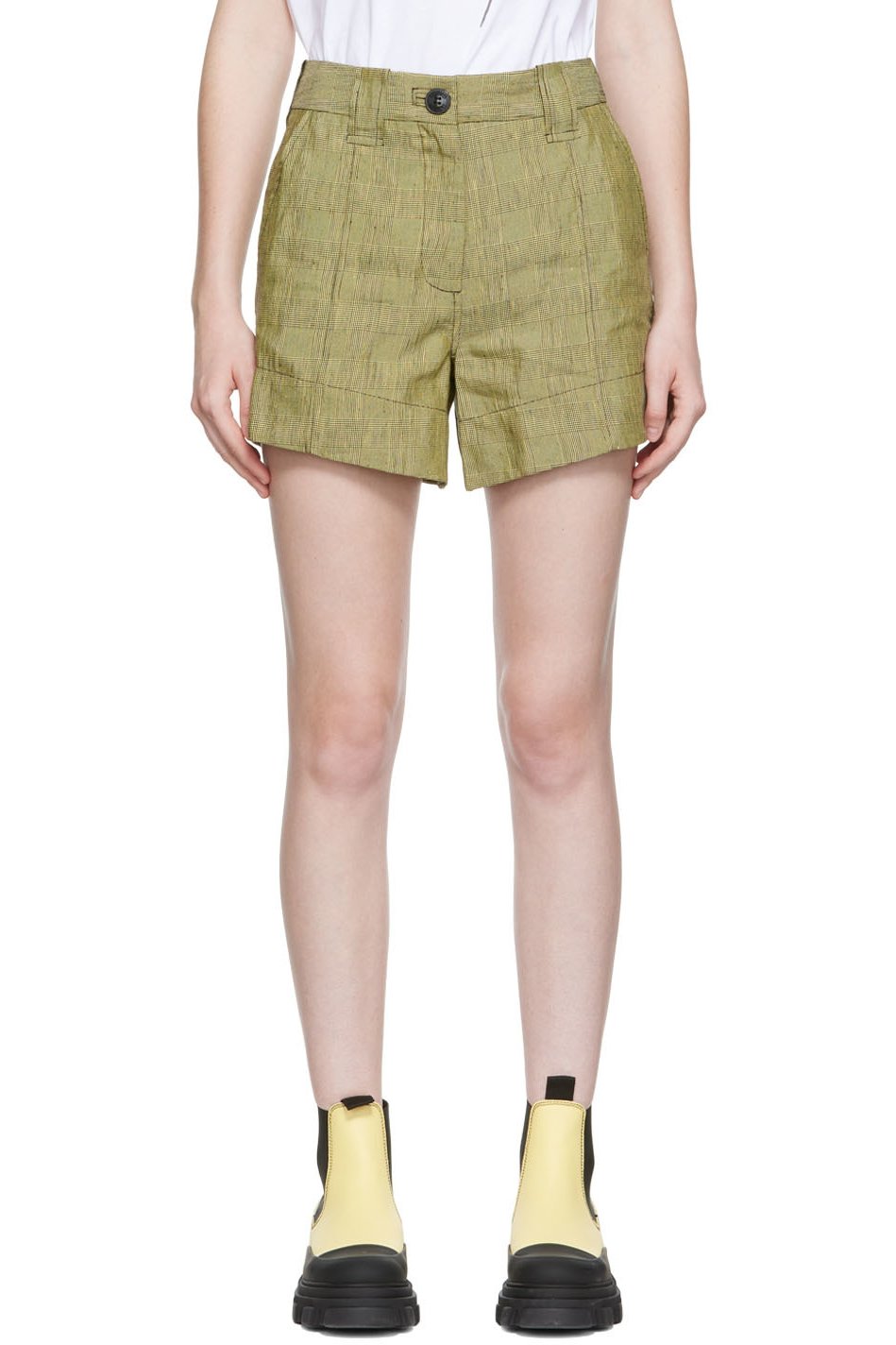 GANNI - Short jaune en lin