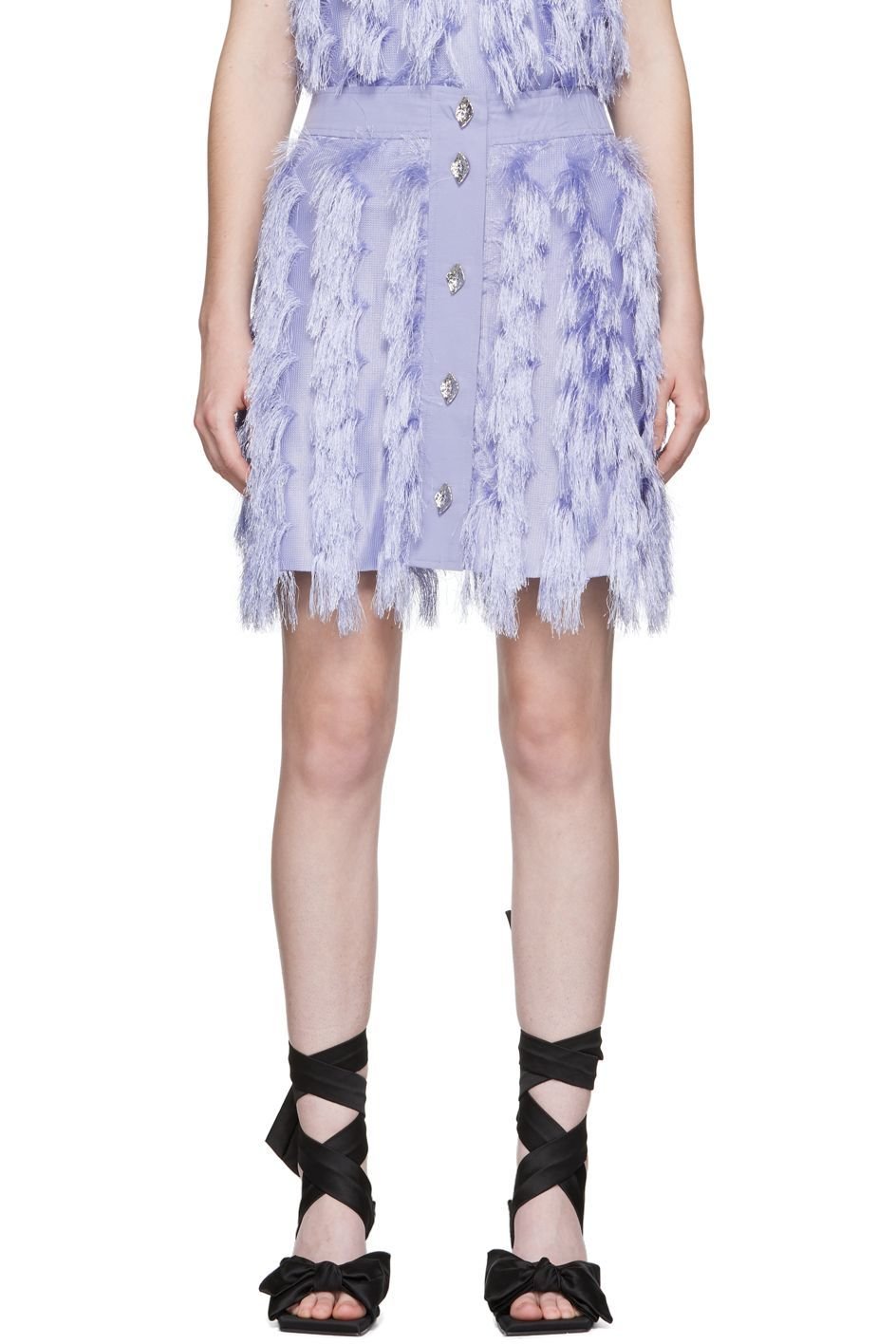 GANNI - Minijupe mauve à frange