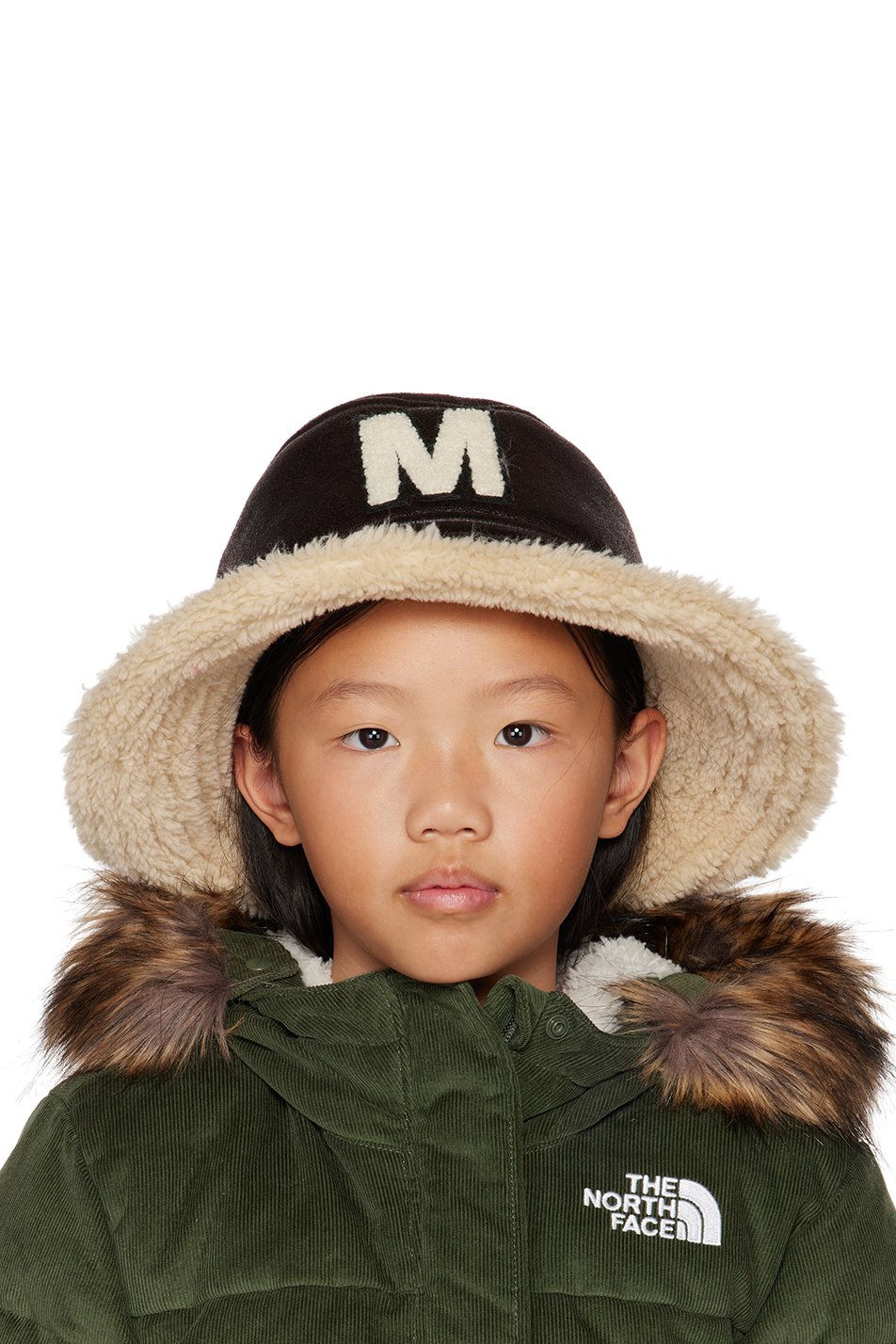 MM6 Maison Margiela - Kids Brown Logo Faux-Leather Bucket Hat