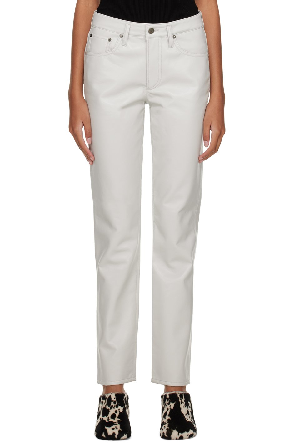 AGOLDE - Gray Lyle Leather Pants