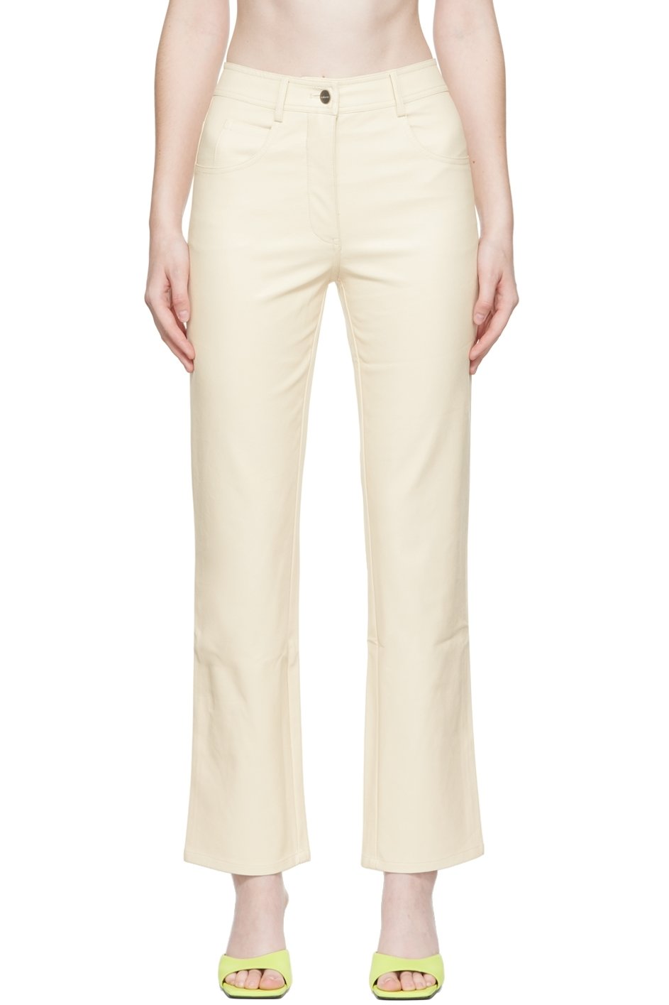 Miaou - Pantalon Junior blanc cassé en cuir synthétique