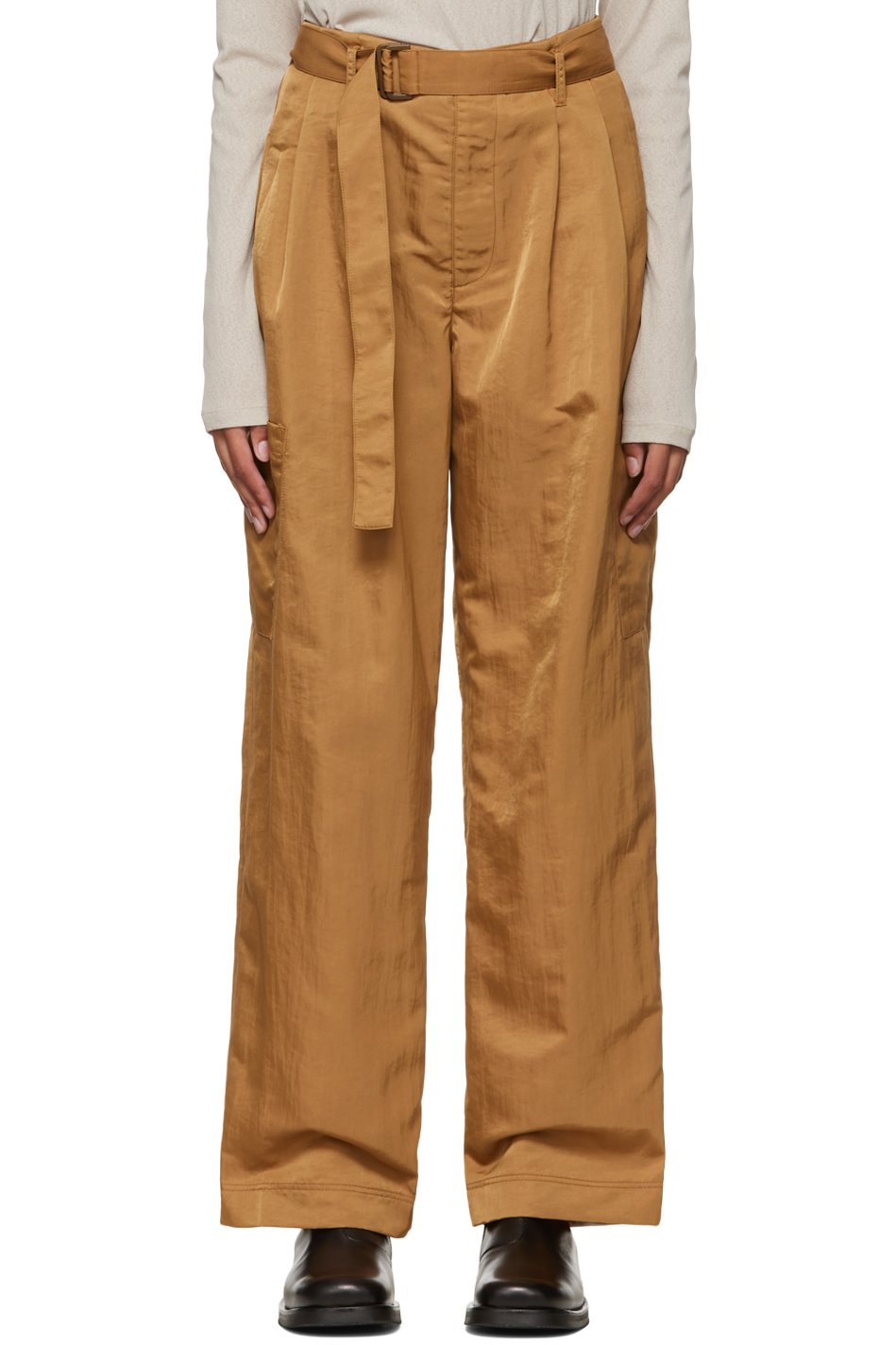 DEVEAUX NEW YORK - Pantalon brun clair à ceinture coulissante