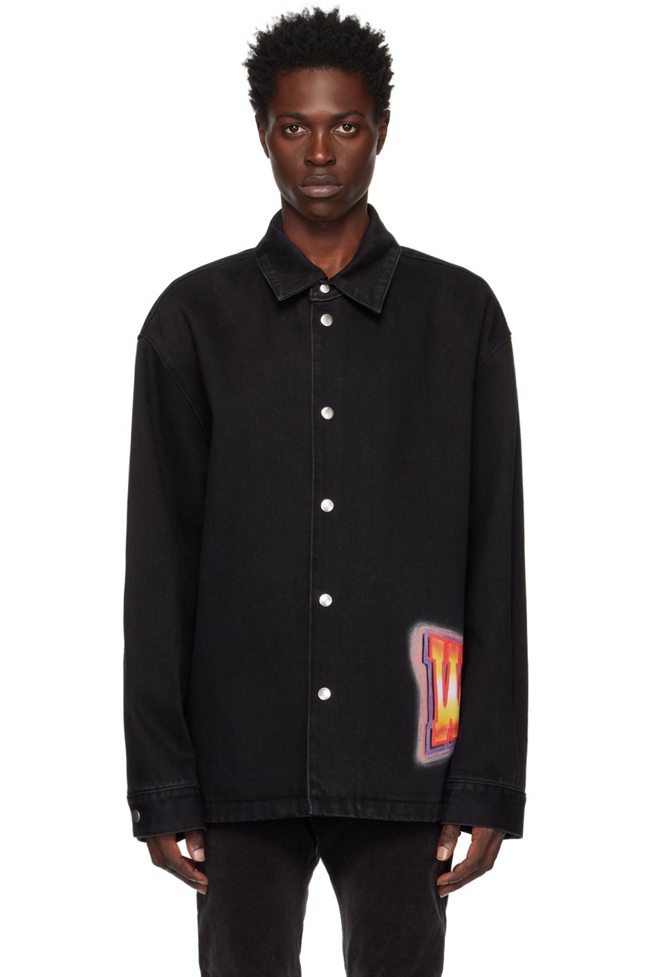 We11done - Black Loose Fit Denim Shirt
