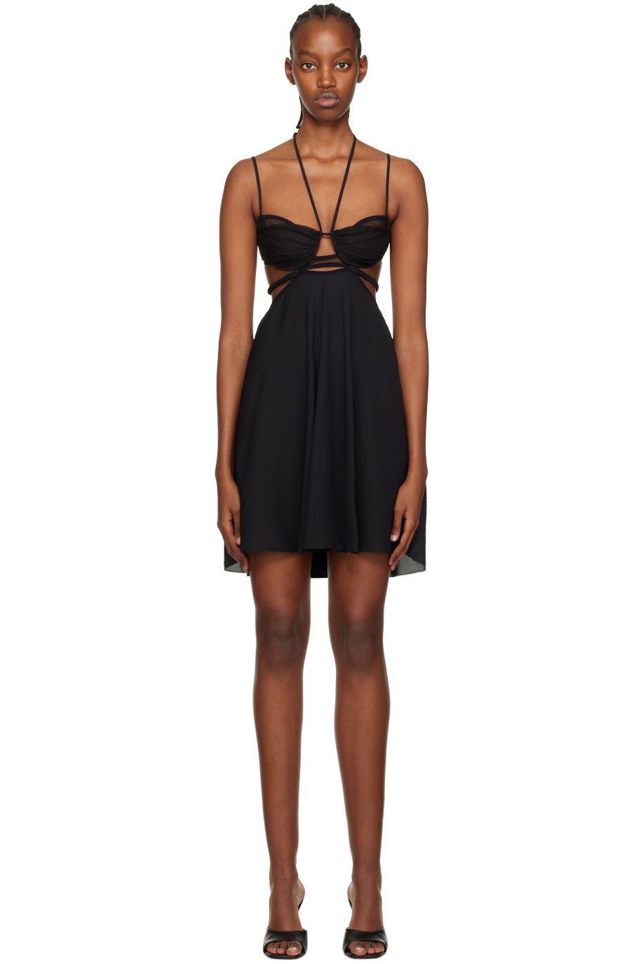 Nensi Dojaka - Robe courte drapée noire à soutien-gorge
