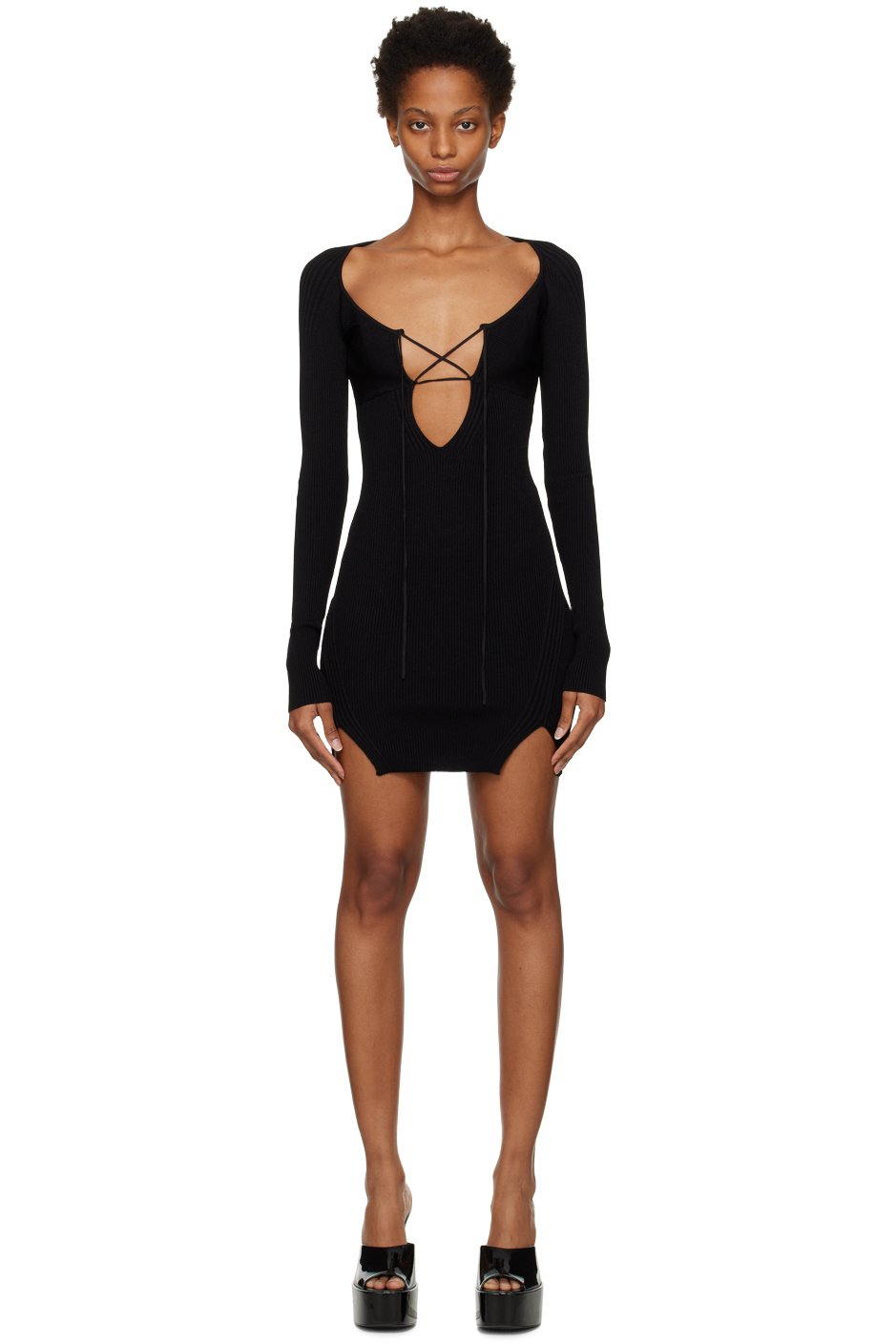 Nensi Dojaka - Robe courte noire à laçage
