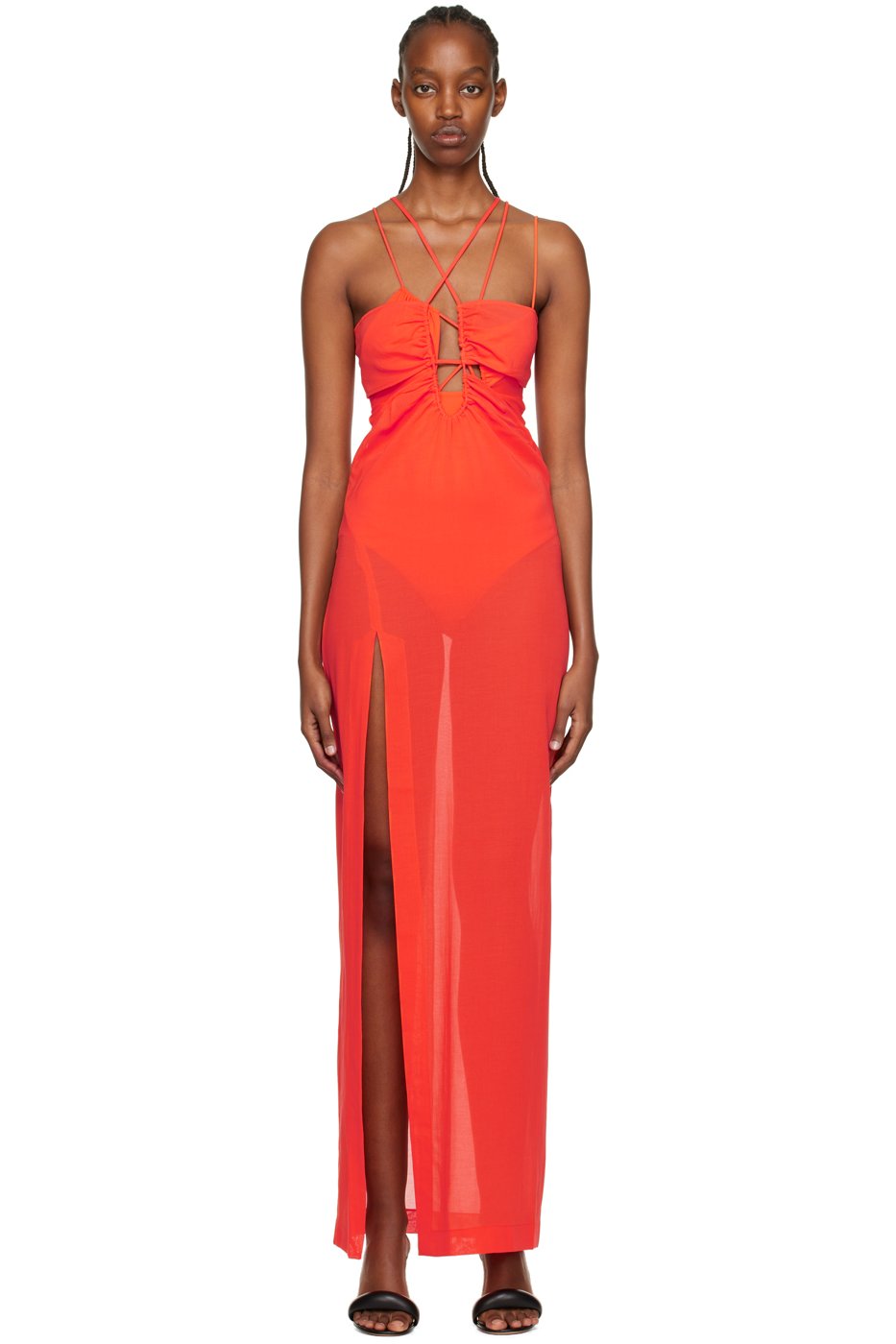 Nensi Dojaka - Cache-maillot semi-transparent orange exclusif à SSENSE