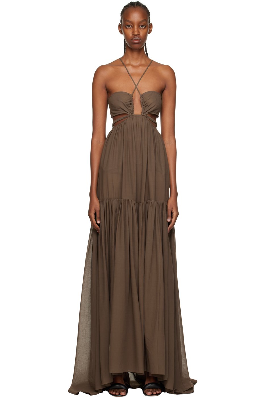 Nensi Dojaka - Cache-maillot semi-transparent brun exclusif à SSENSE