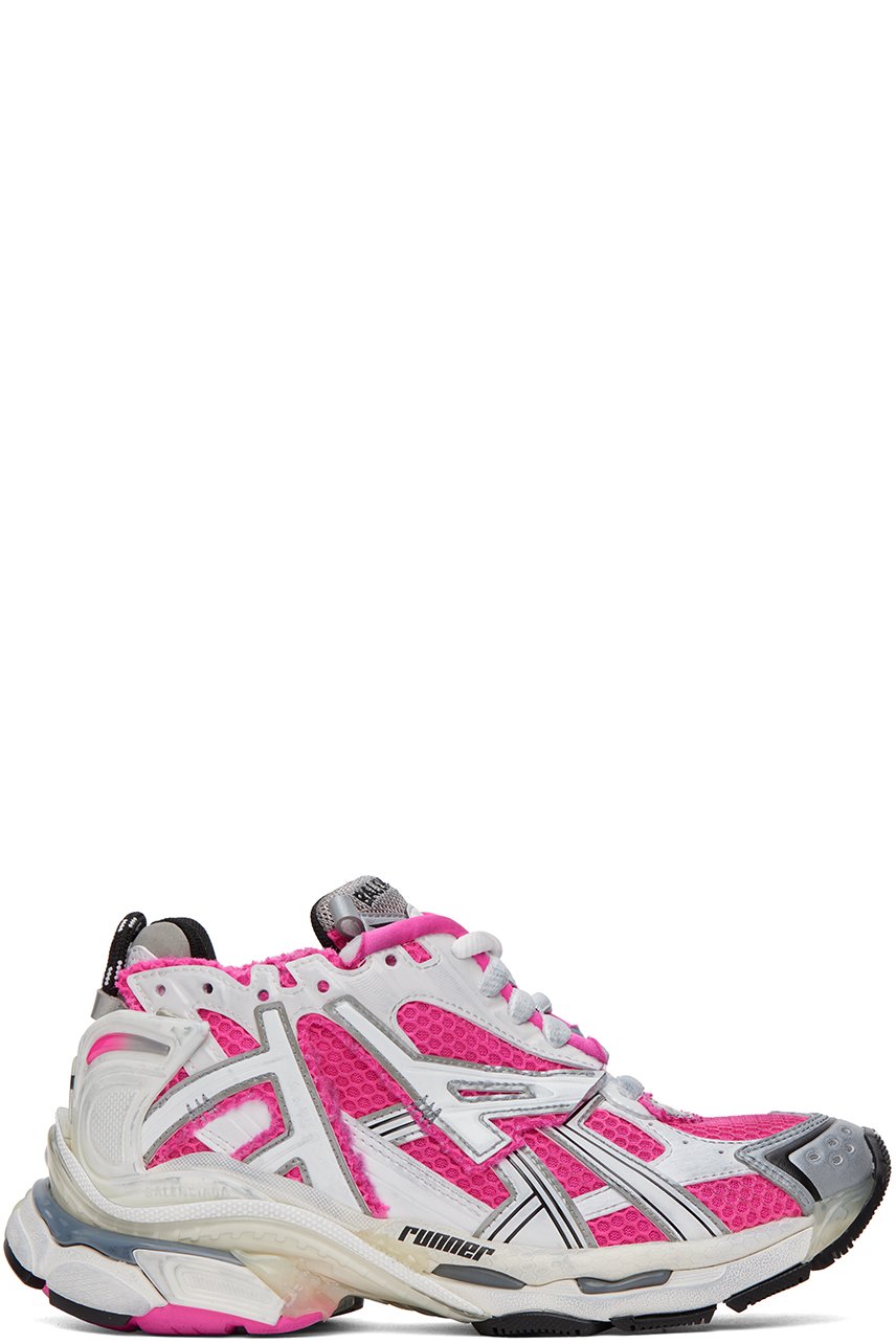 Balenciaga - Pink & White Runner Low-Top Sneakers
