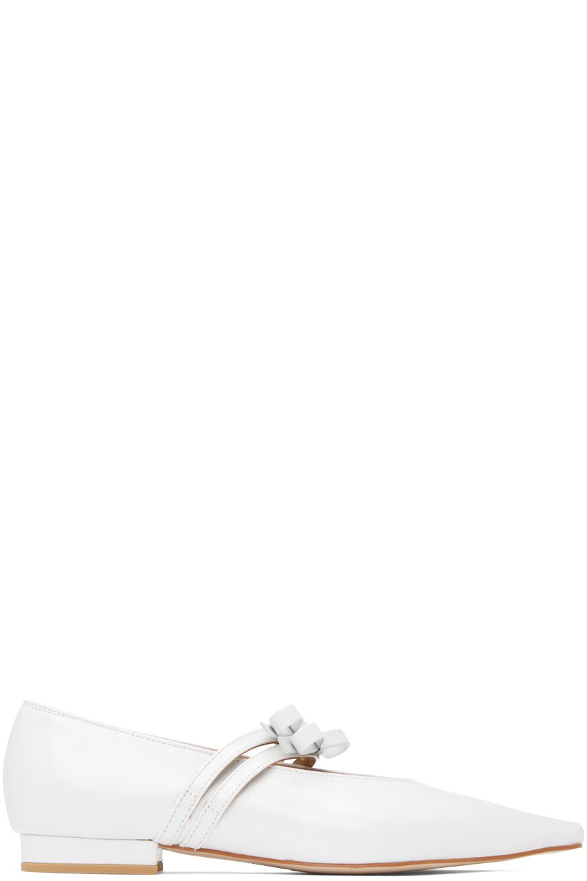 MARGESHERWOOD - White Mary Jane Ballerina Flats
