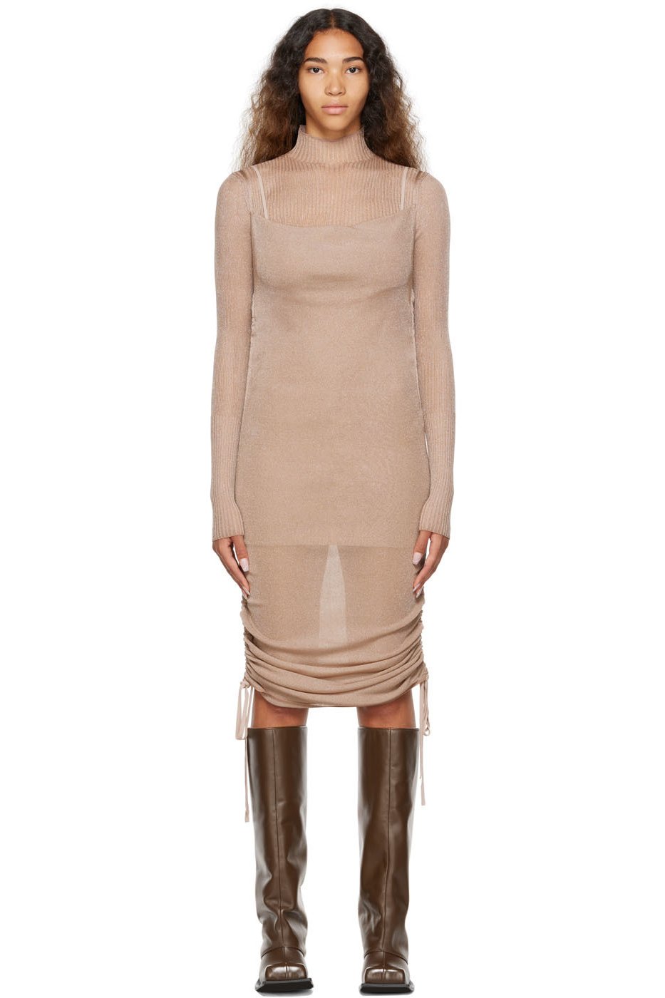 Dion Lee - Robe courte drapée taupe