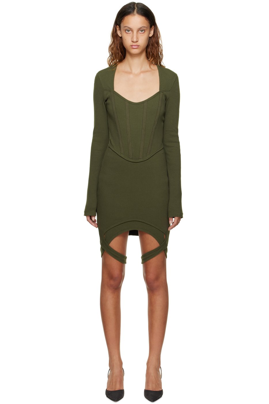 Dion Lee - Robe courte de style corset verte