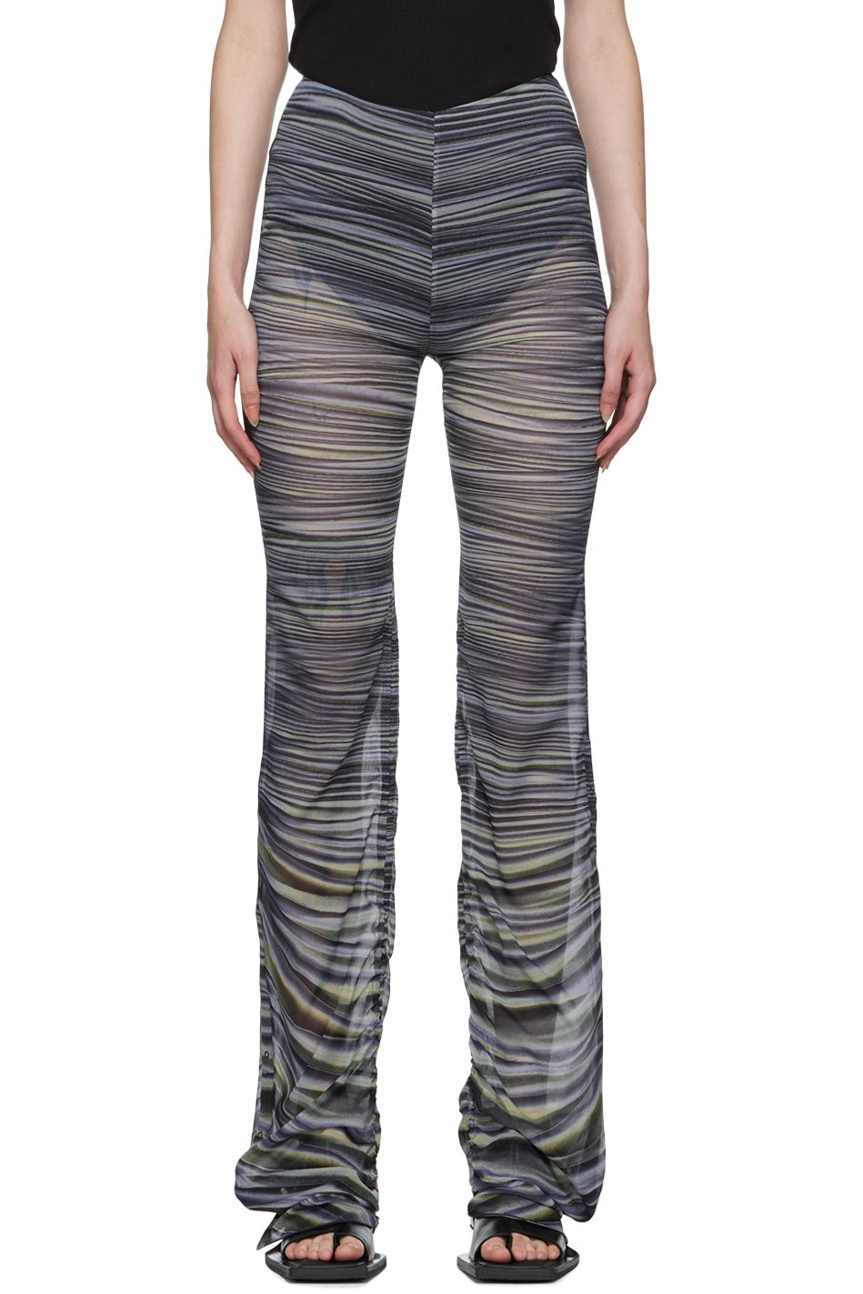 Dion Lee - Pantalon drapé bleu à imprimé et à fronces