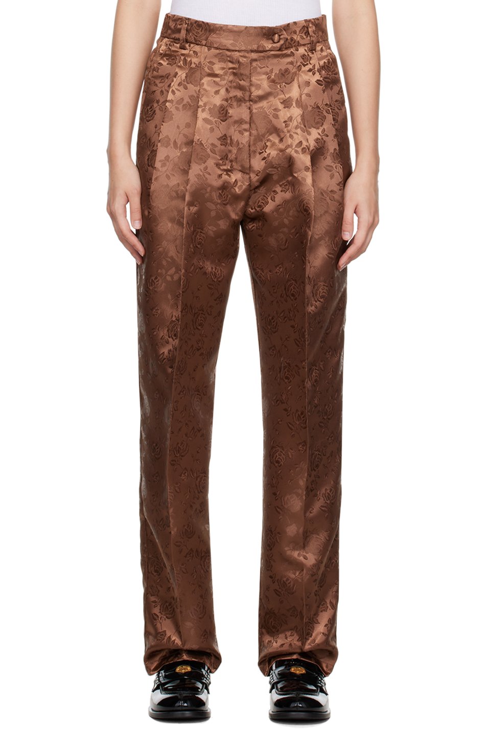 Tanner Fletcher - Pantalon Clemence brun à motif fleuri