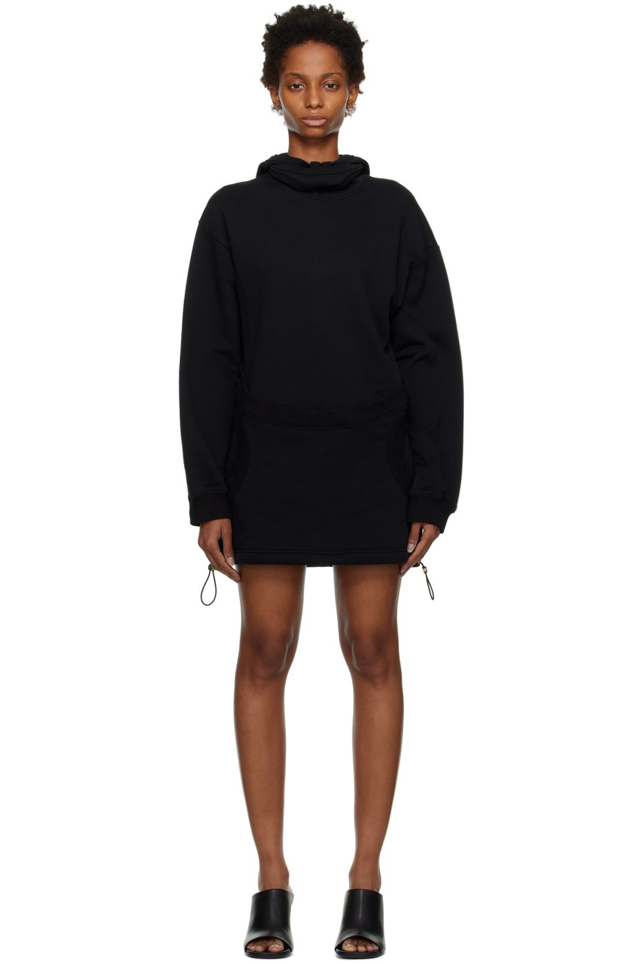 Dion Lee - Pull à capuche noir en interlock à masque