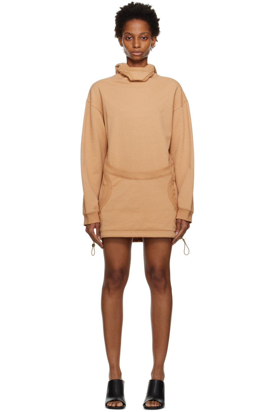 Dion Lee - Pull à capuche brun clair en interlock à masque