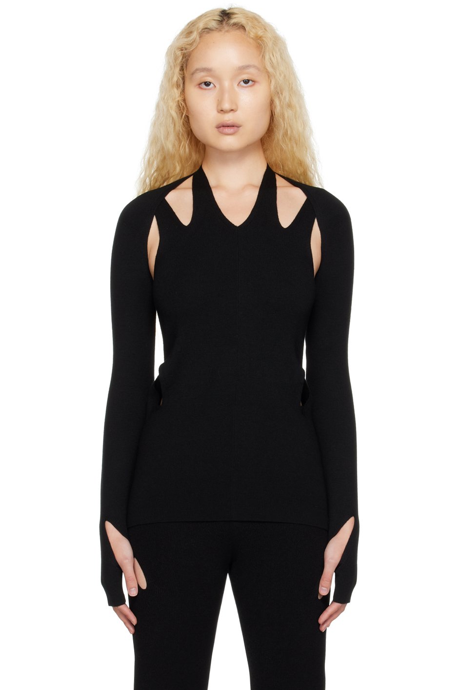 Dion Lee - T-shirt noir à découpes exclusif à SSENSE