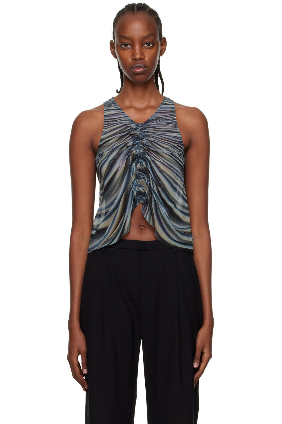 Dion Lee - Débardeur bouillonné et drapé bleu