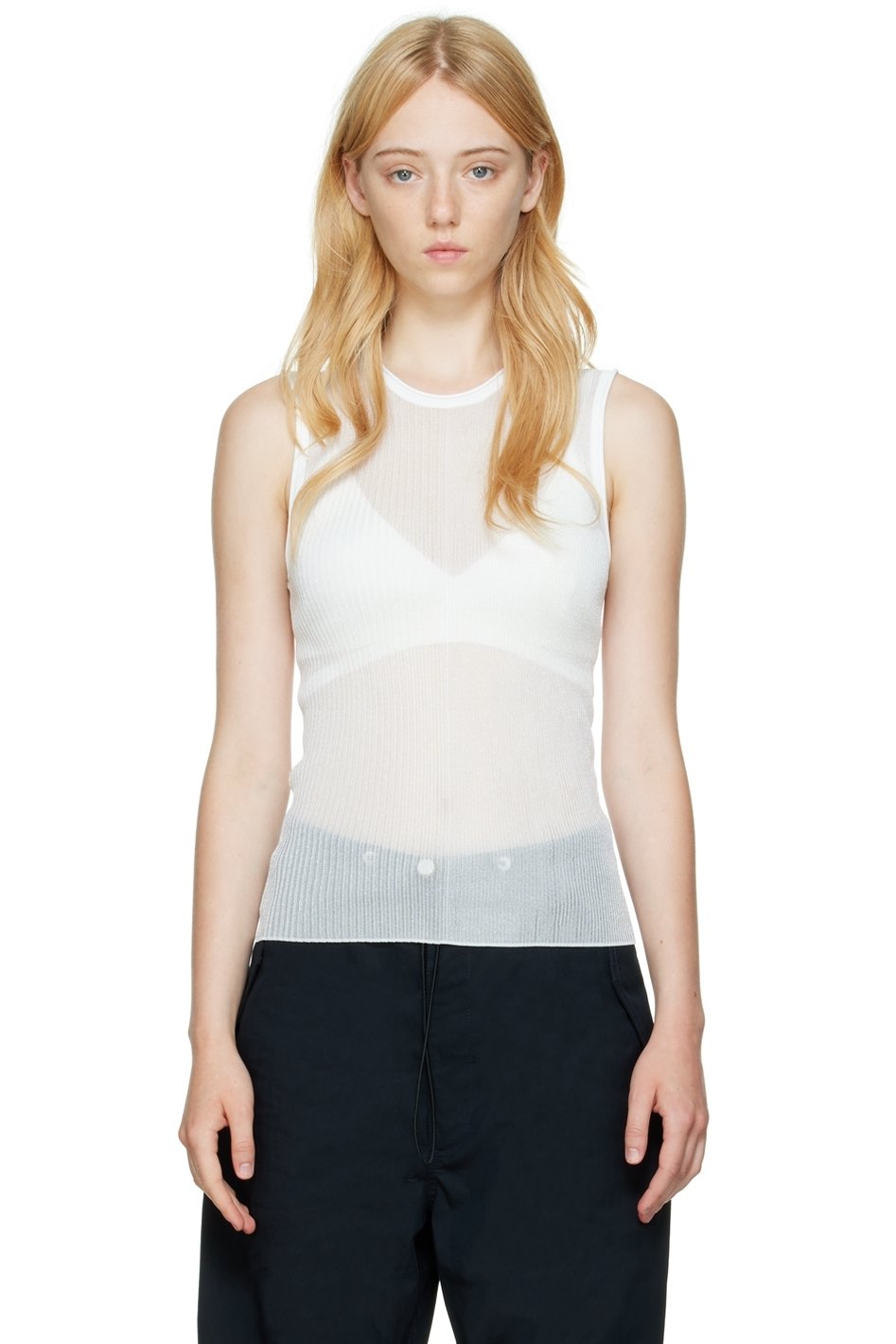 Dion Lee - Débardeur côtelé blanc cassé