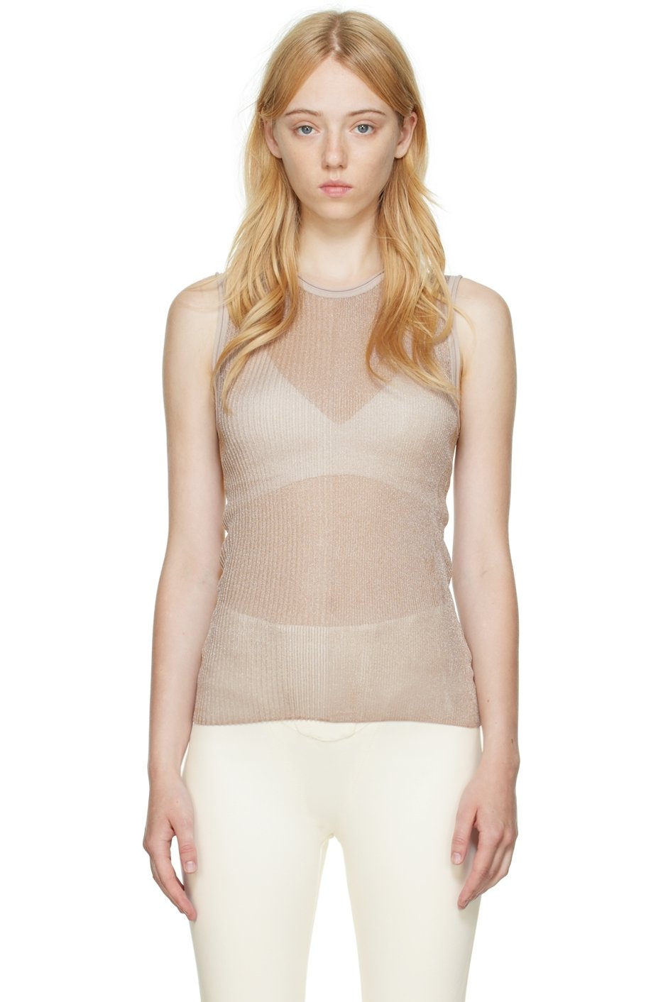 Dion Lee - Débardeur côtelé taupe