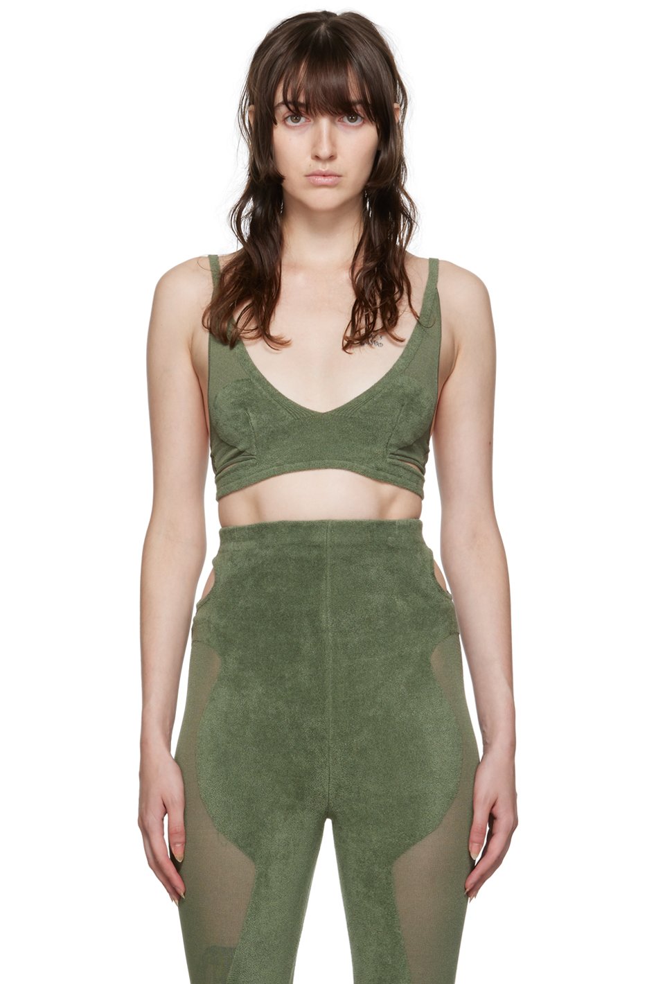Dion Lee - Soutien-gorge kaki en intarsia de chenille