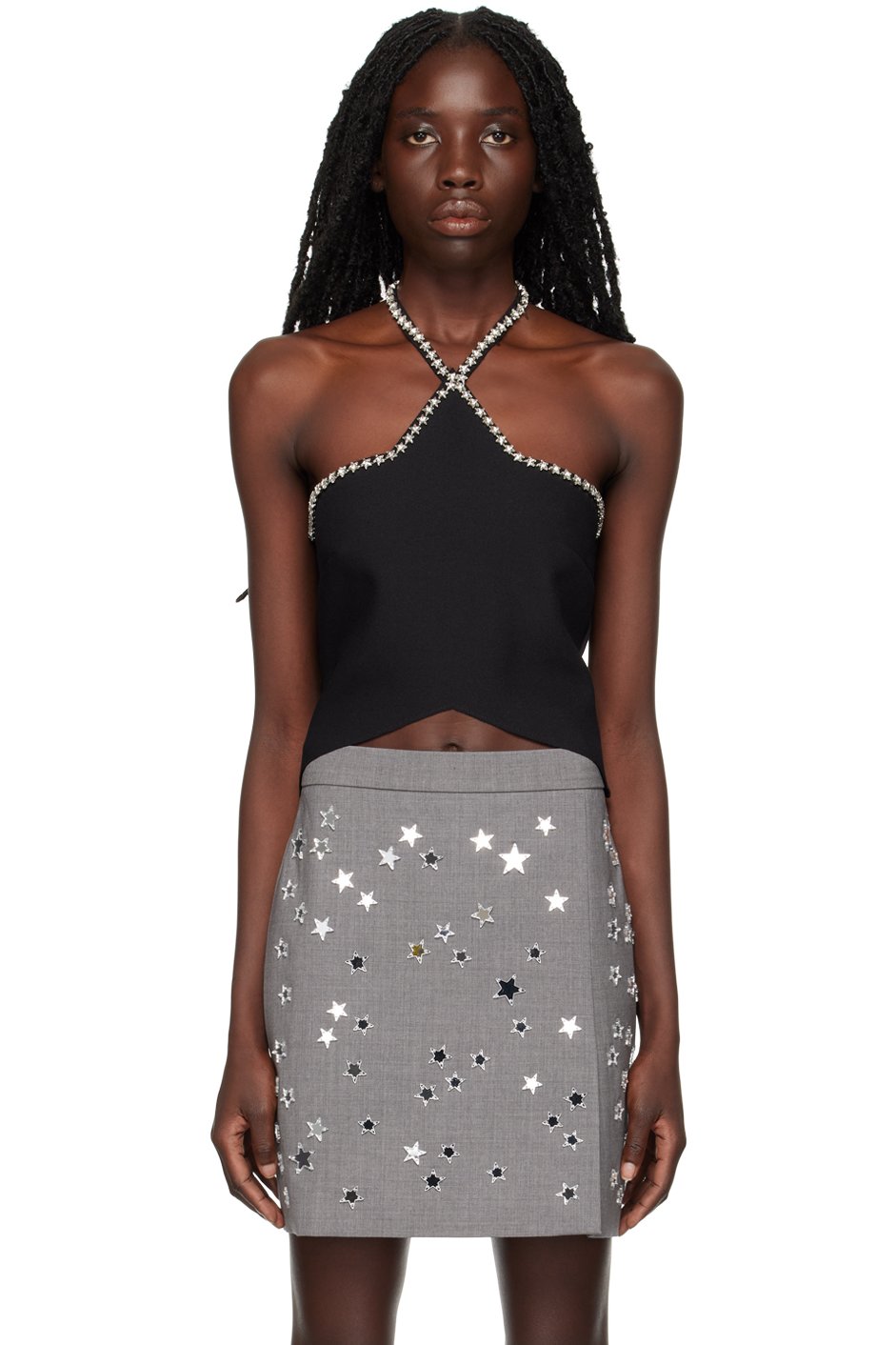 MSGM - Haut noir à corsage bain de soleil graphique