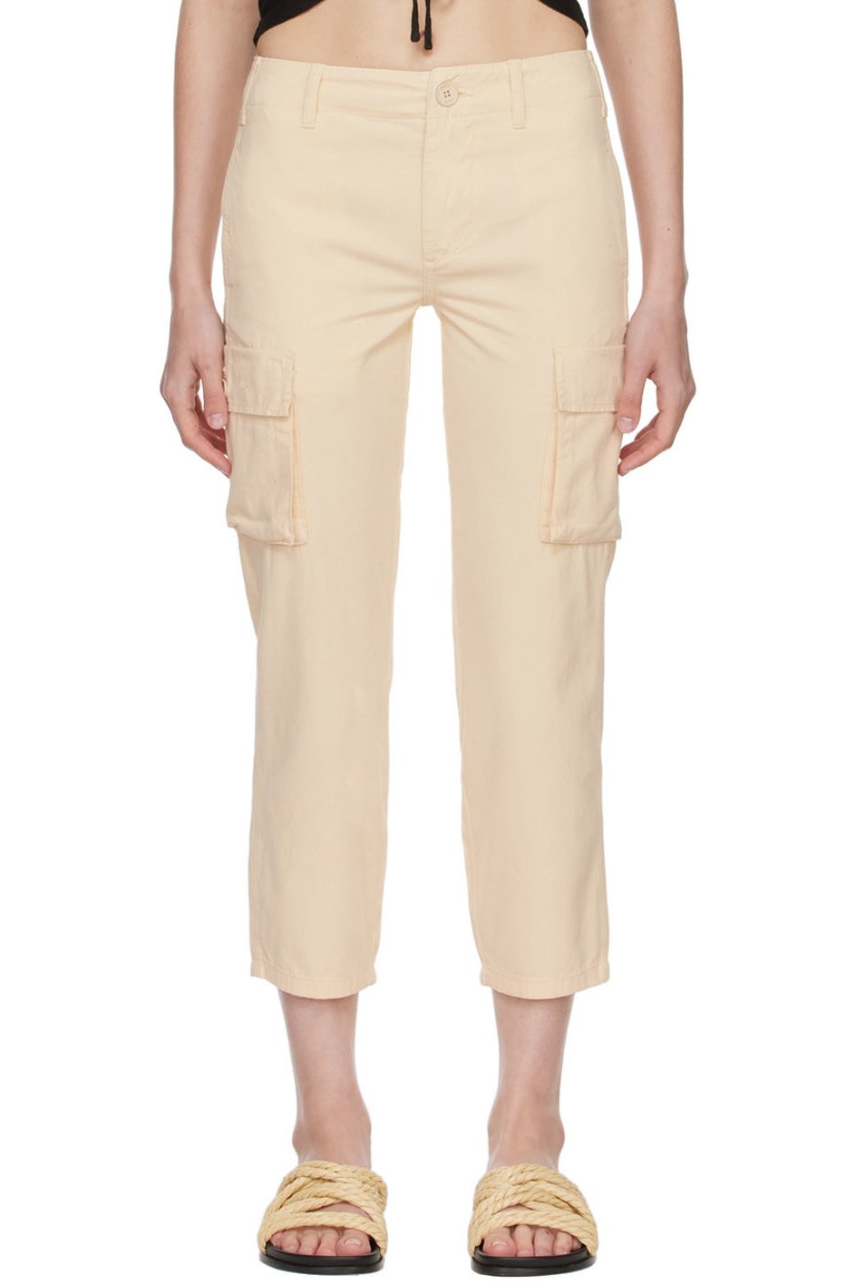 Frame - Pantalon beige en coton