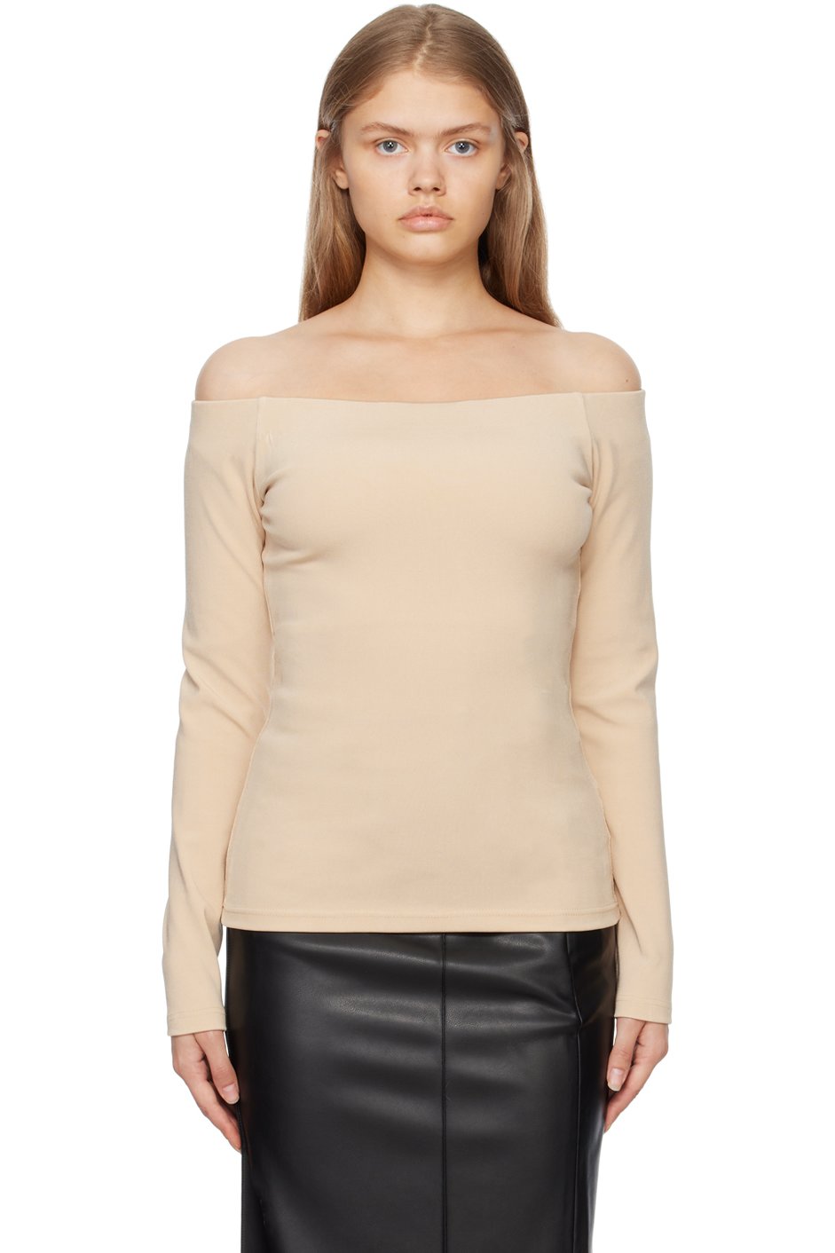 Esse Studios - SSENSE Exclusive Beige Off-The-Shoulder Long Sleeve T-Shirt