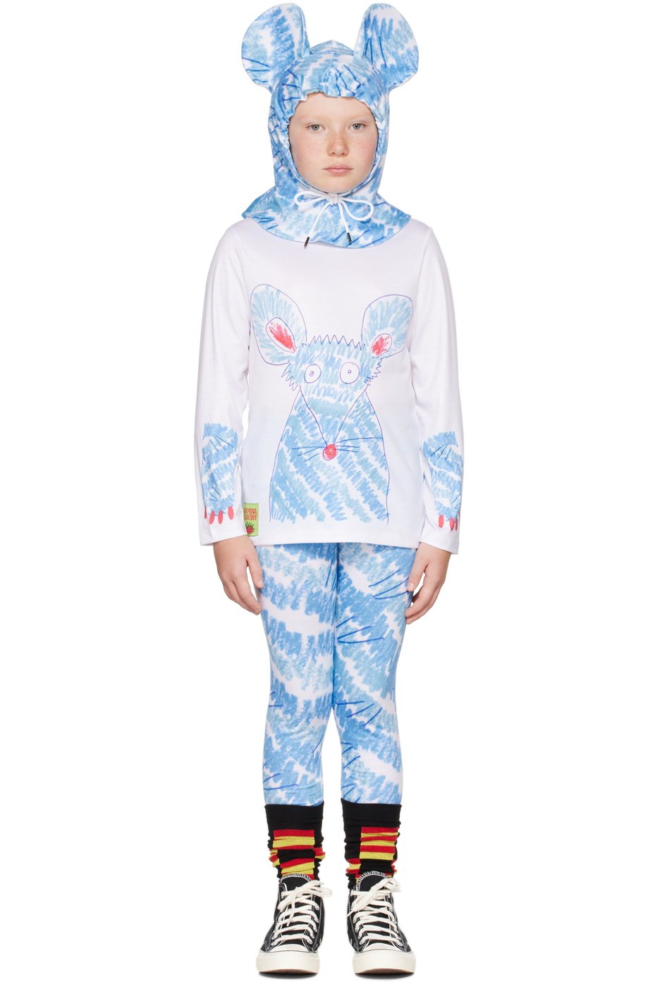 Chopova Lowena - SSENSE Exclusive Kids White & Blue Fuzzy Mouse Costume