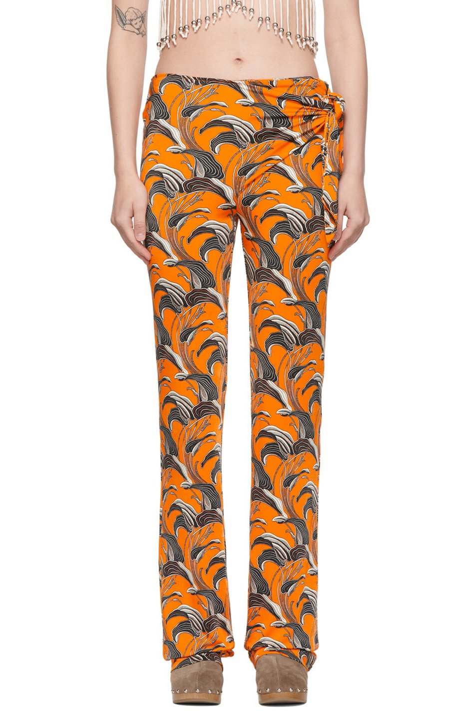 Rabanne - Pantalon orange en viscose