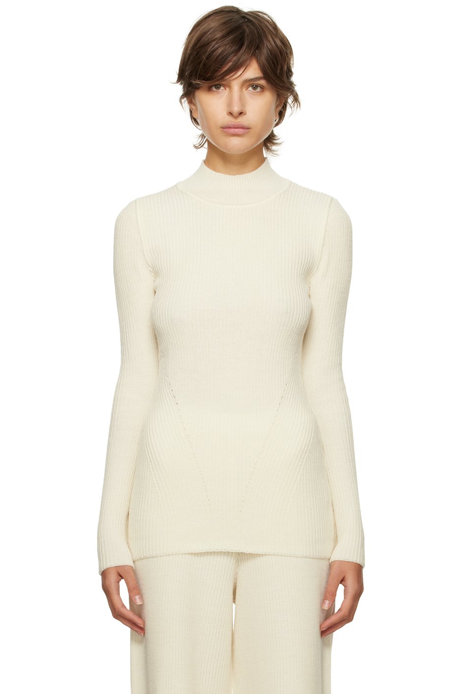 Norba - Col roulé blanc cassé à découpe
